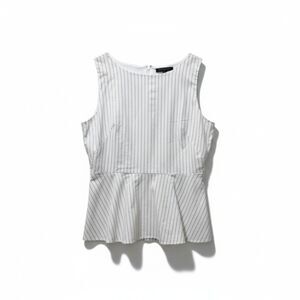 H&M Women’s Sleeveless Pinstripe Peplum Top Size 10 Gray Black Very Good